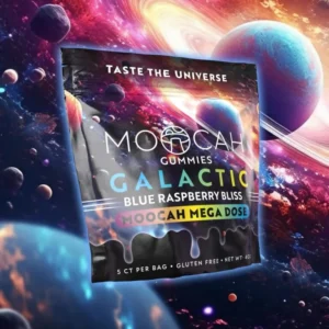moocah mega dose galactic blue raspberry bliss gummies